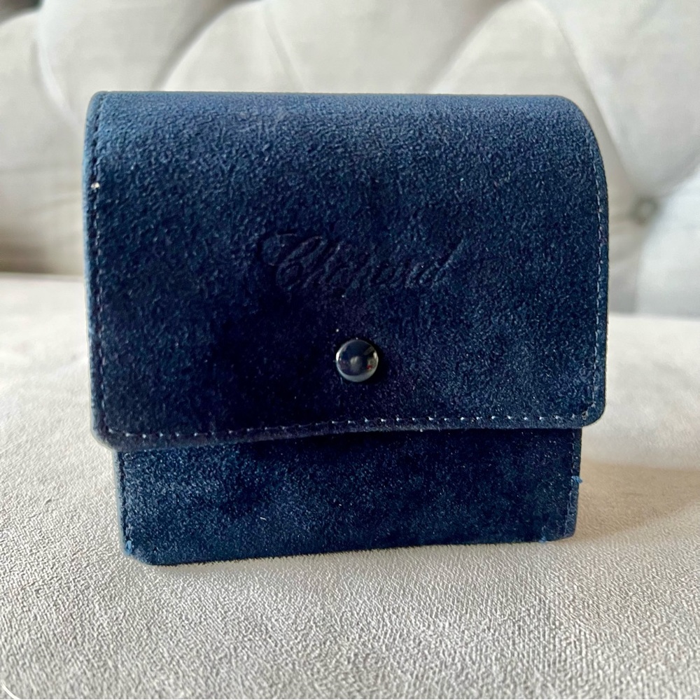 CHOPARD Blue Faux Suede Watch Case 4x4x2 inches